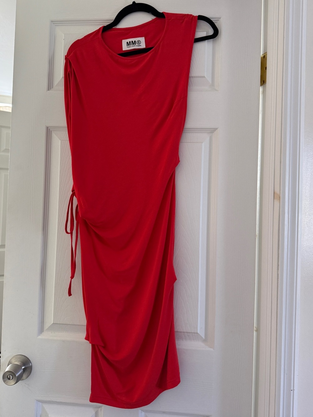 MM6 Maison Martin Margiela Red Sleeveless Midi Dress with Side lace up